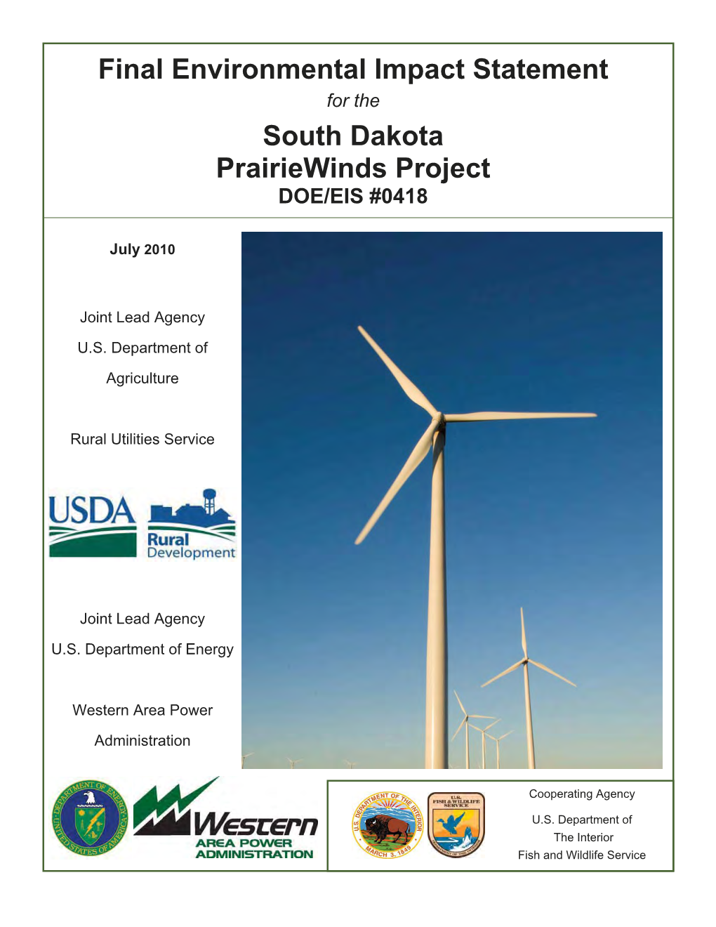 South Dakota Prairiewinds Project Final Environmental Impact Statement