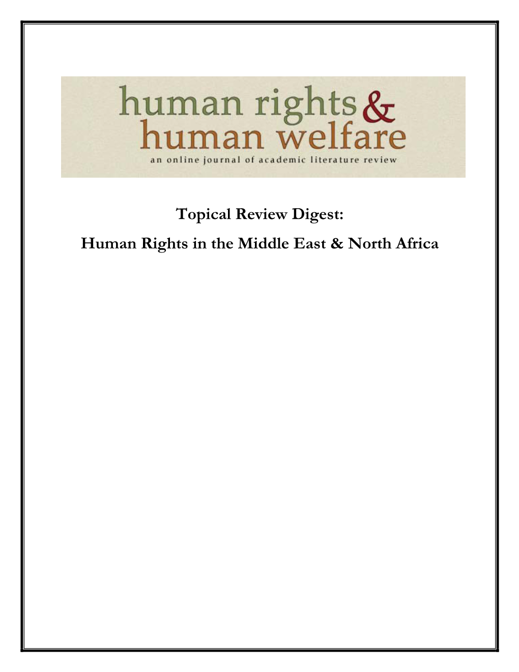 Topical Review Digest: Human Rights in the Middle East & North Africa