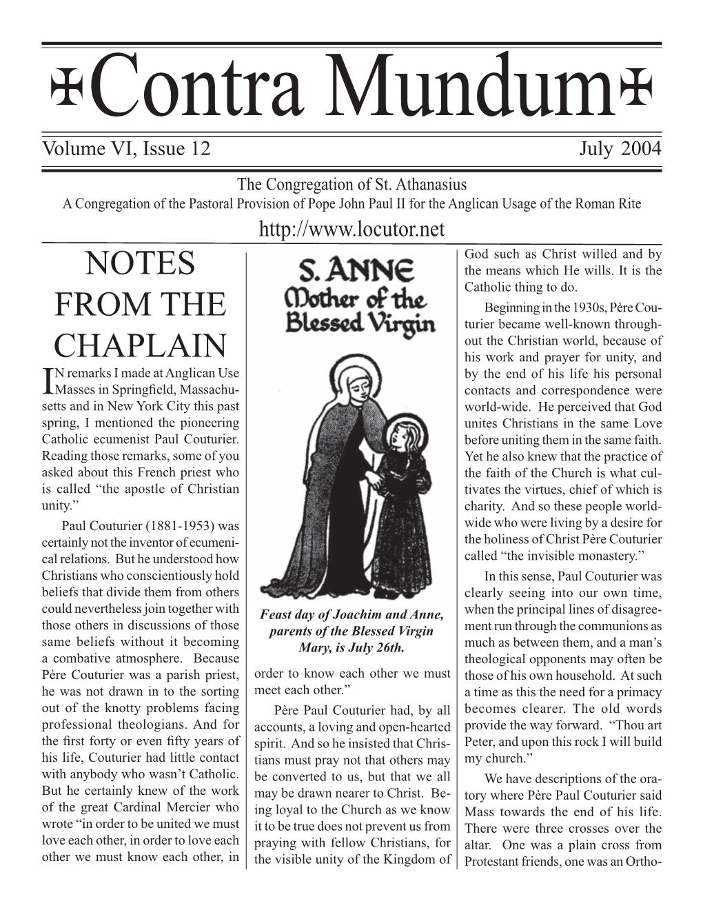 Notes from the Chaplain