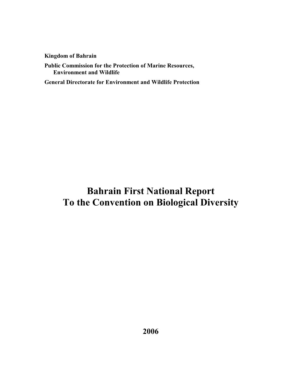 Bahrain First National Report to the Convention on Biological Diversity