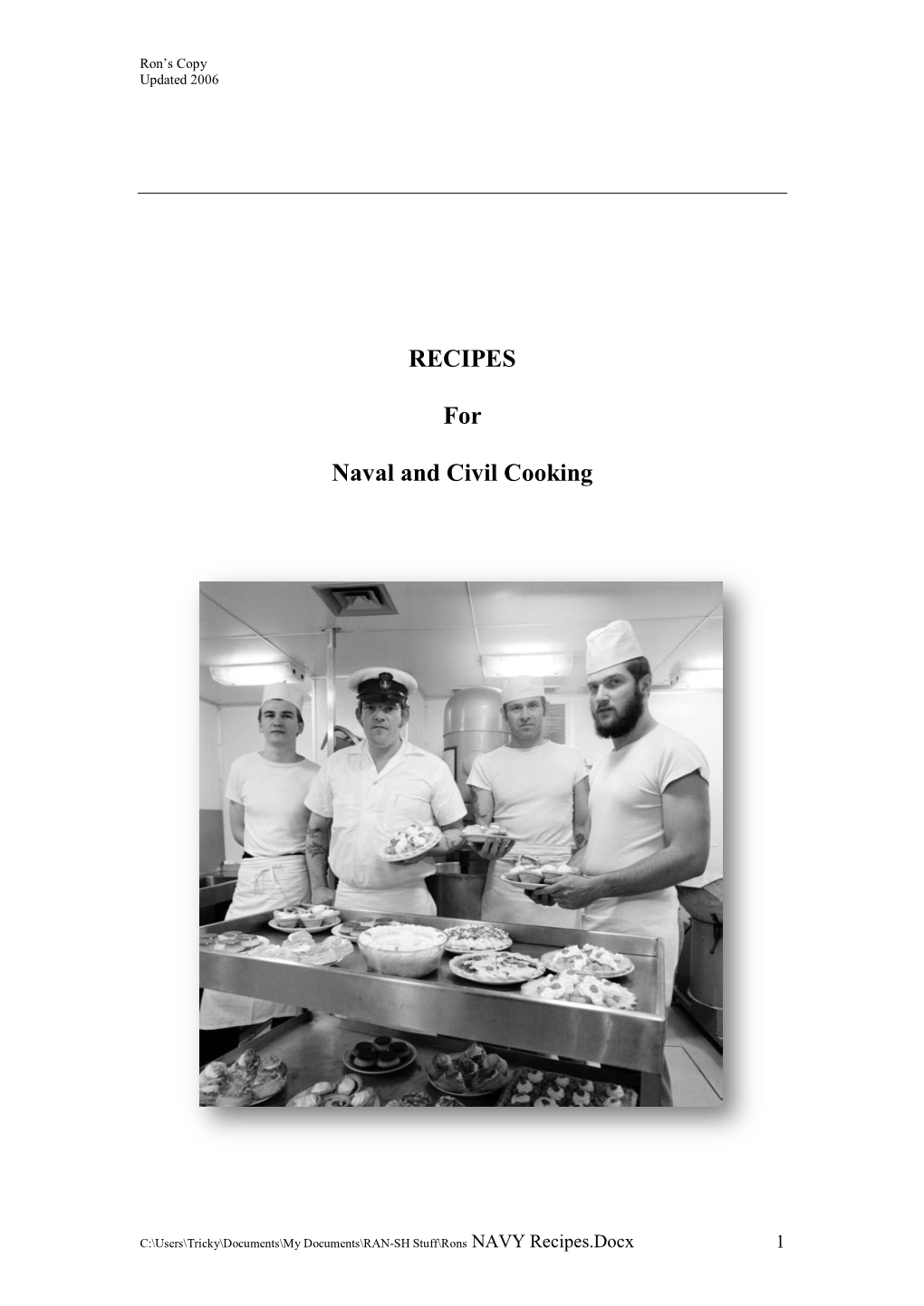 Recipes for Naval and Civil Cooking 27/05/2013 Ron’S Copy