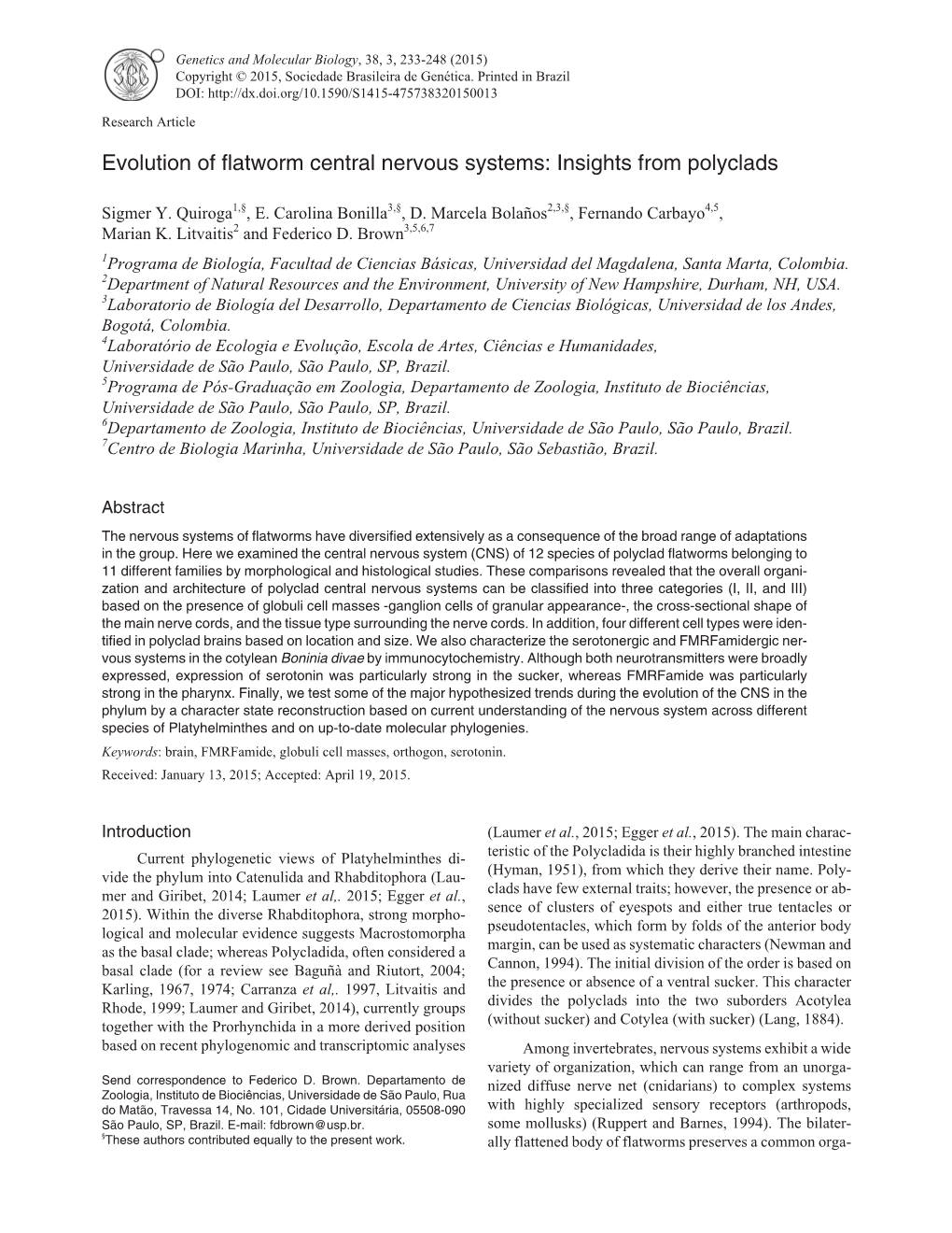 Evolution of Flatworm Central Nervous Systems: Insights from Polyclads