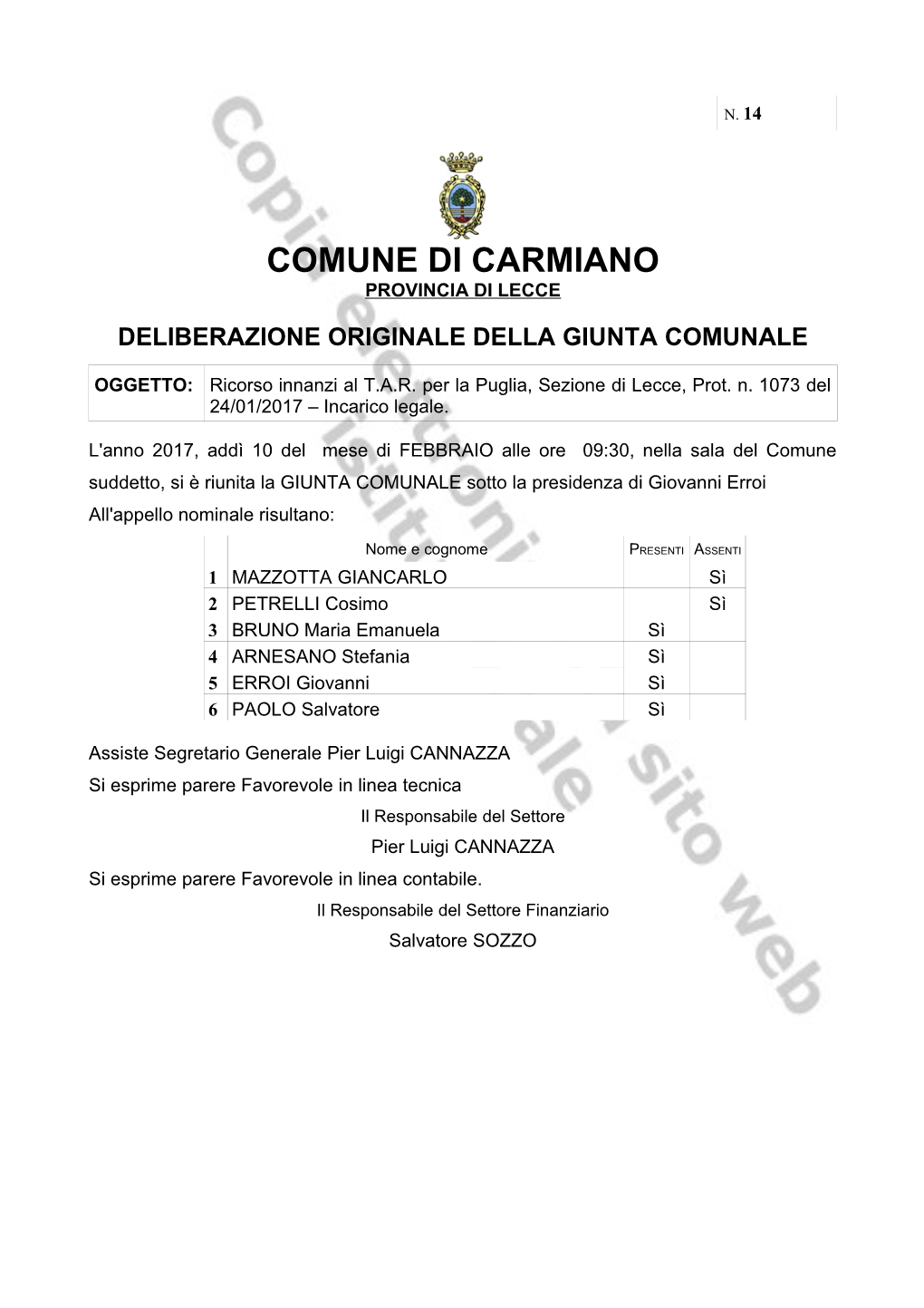 Comune Di Carmiano Provincia Di Lecce