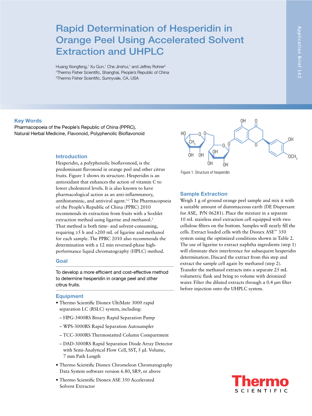 Rapid Determination of Hesperidin in Orange Peel Using Accelerated