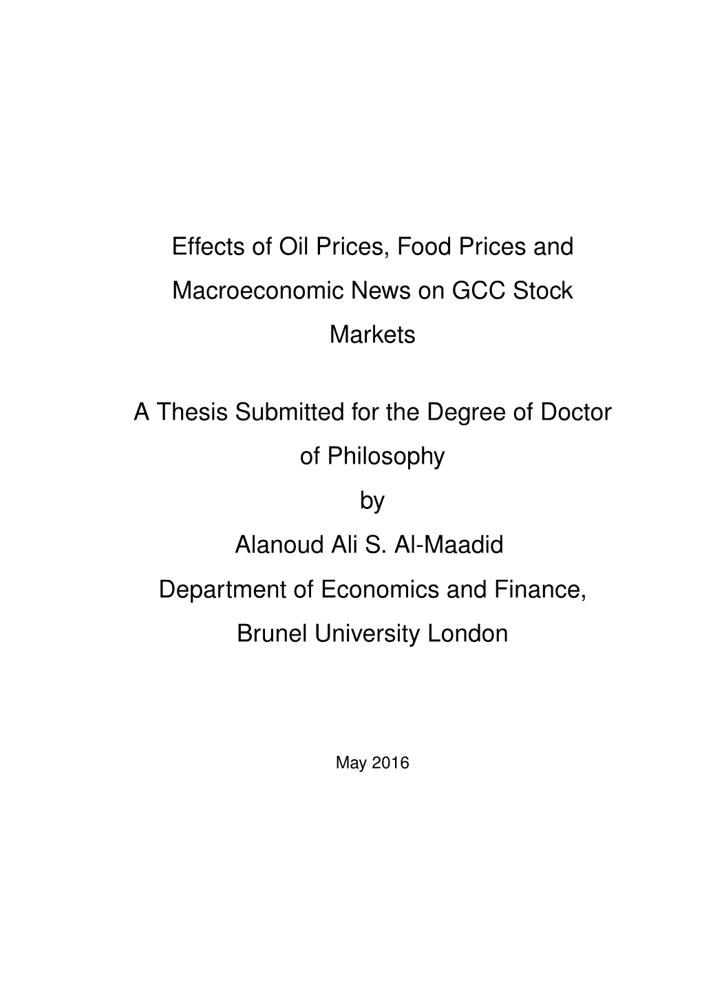 Effects of Oil Prices, Food Prices and Macroeconomic News on GCC Stock Markets