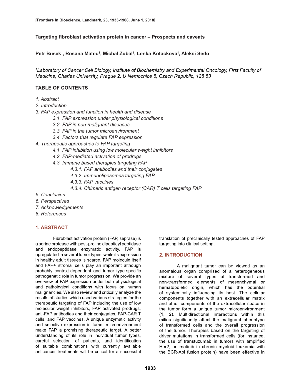 1933 Targeting Fibroblast Activation Protein in Cancer Selected Tumors