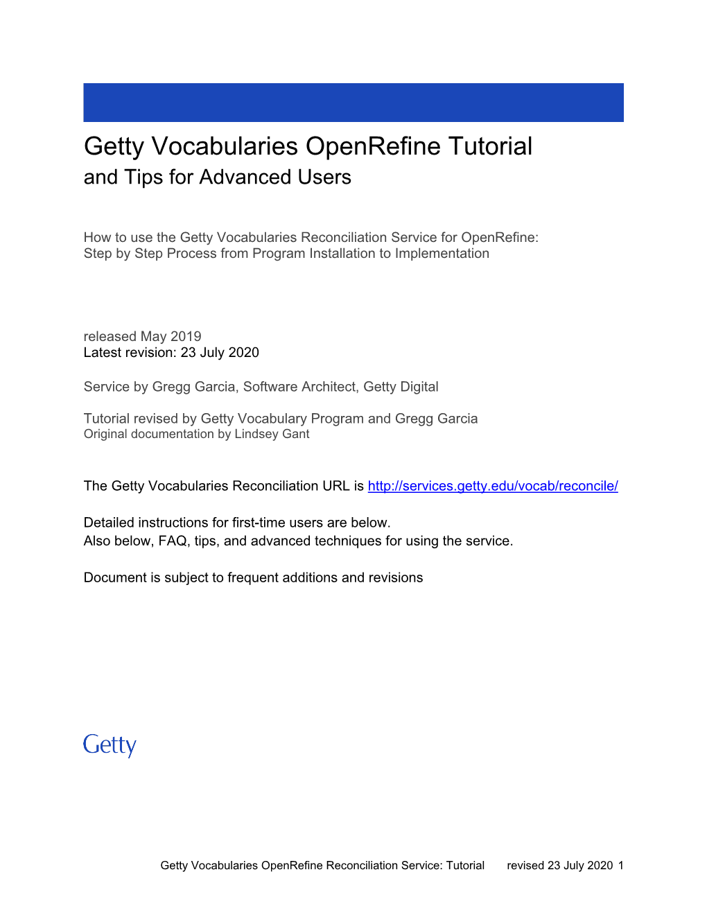 Getty Vocabularies Openrefine Tutorial and Tips for Advanced Users