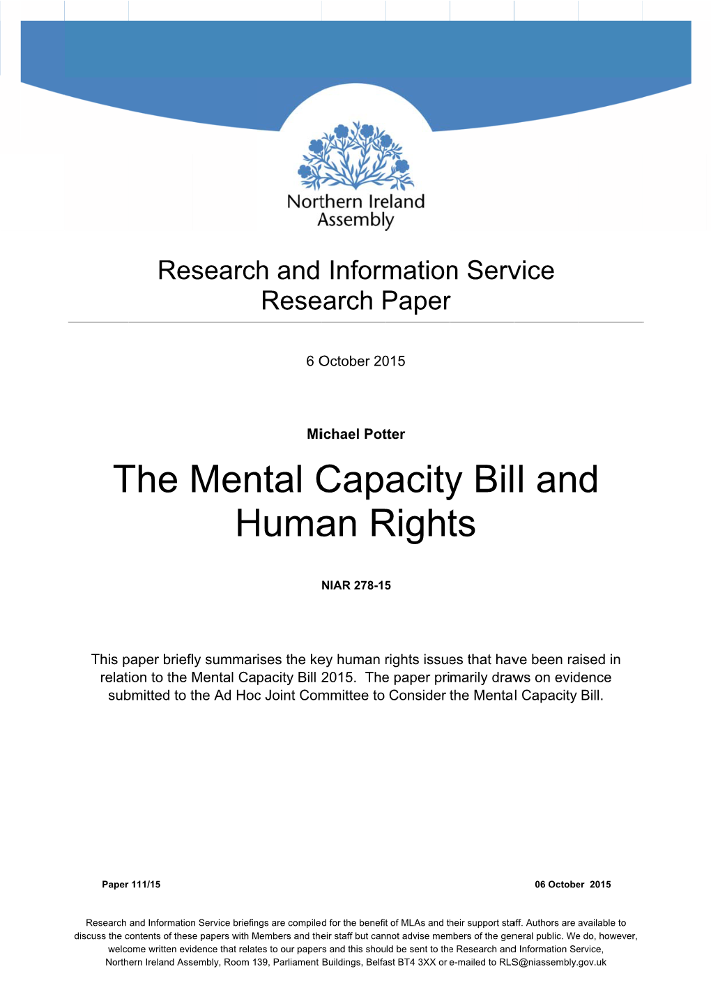 The Mental Capacity Bill and Human Rights