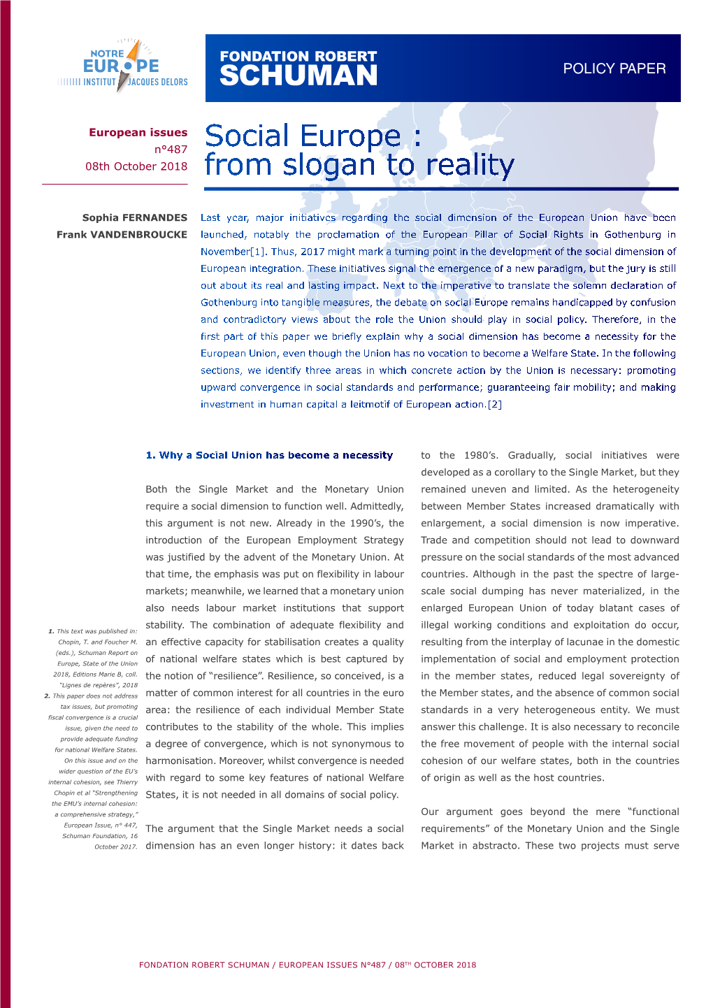 Social Europe : 08Th October 2018 from Slogan to Reality