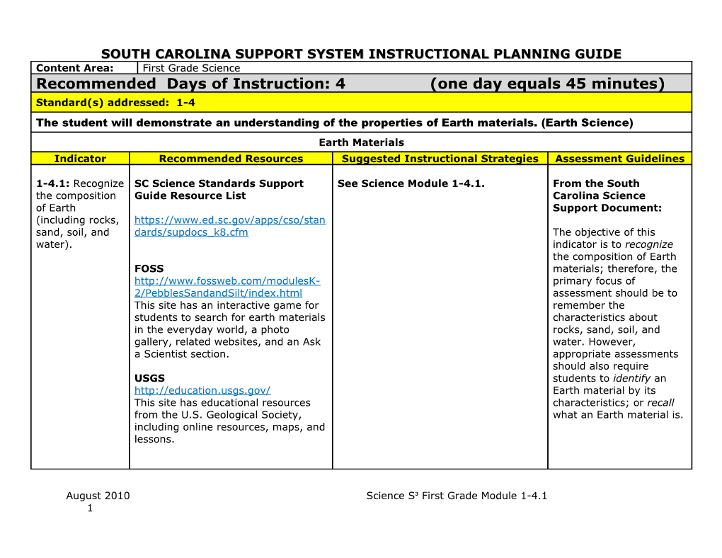 South Carolina Support System Instructional Planning Guide s2