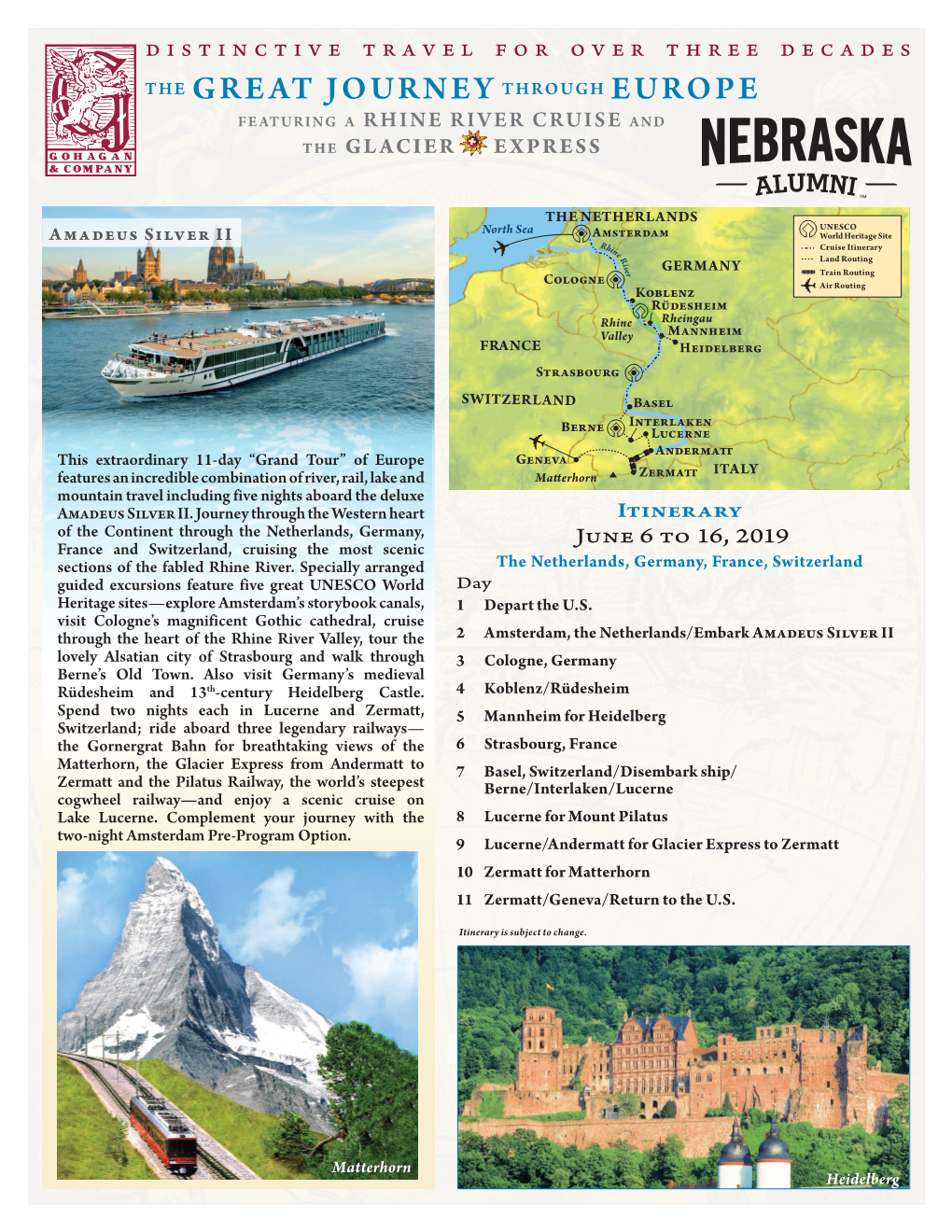 The Great Journey Through Europe Featuring a Rhine River Cruise and the Glacier Express