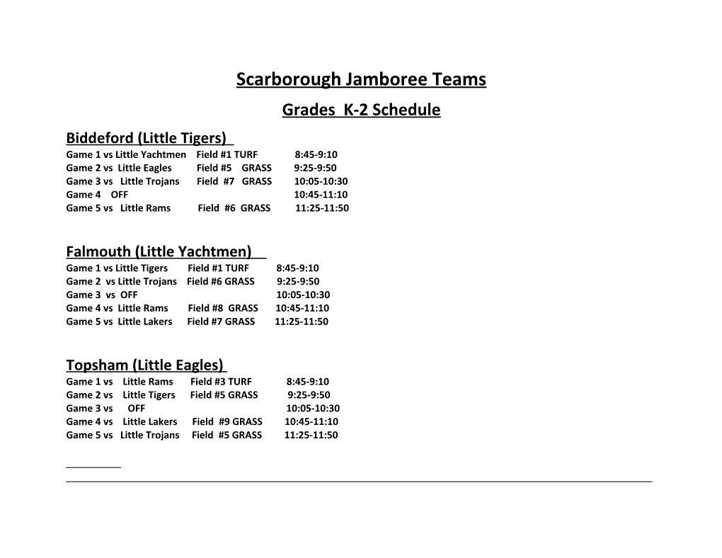 Scarborough Jamboree Teams