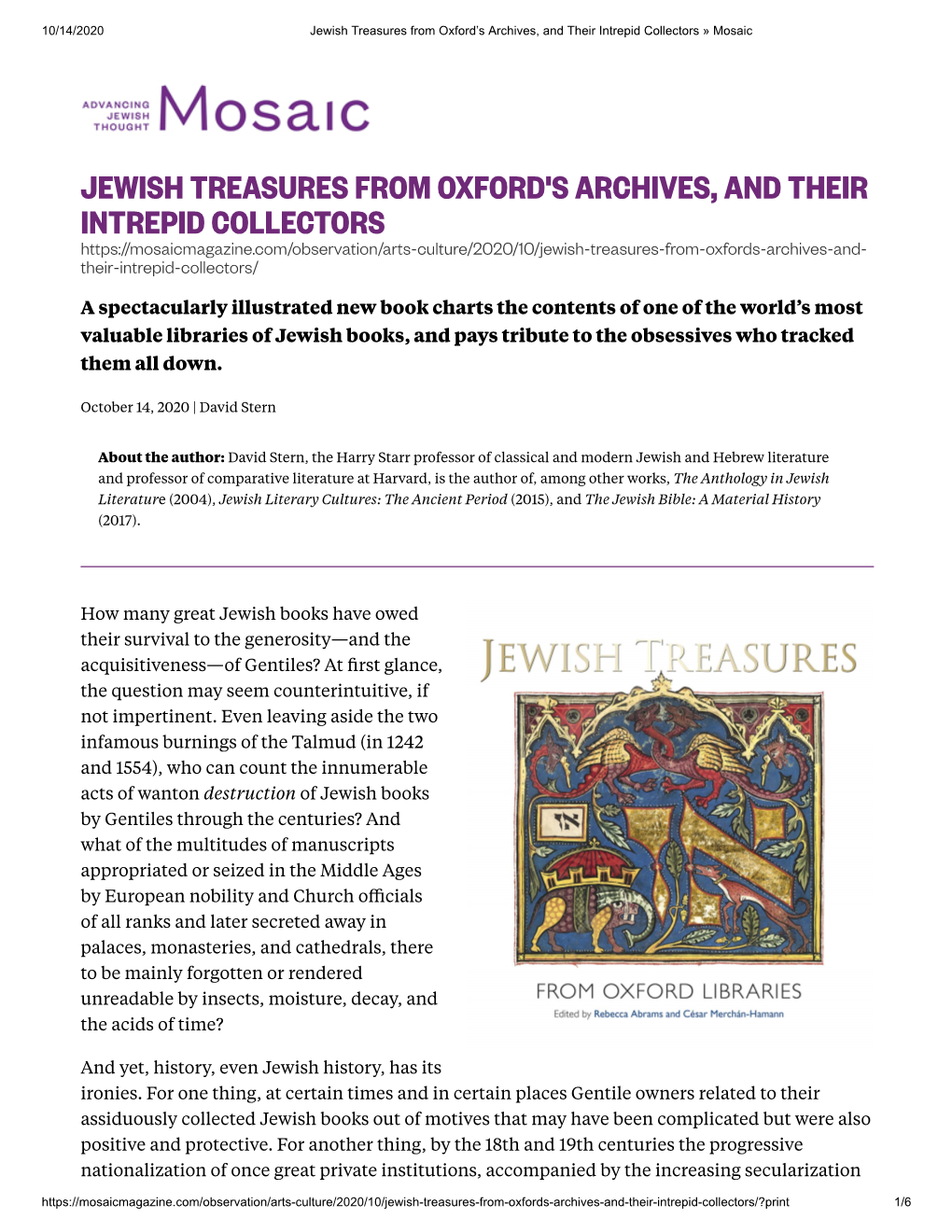 Jewish Treasures from Oxford's Archives, And