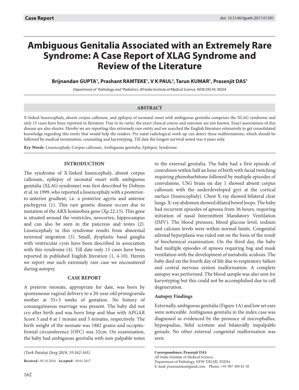 Ambiguous Genitalia Associated with an Extremely Rare Syndrome: a Case Report of XLAG Syndrome and Review of the Literature