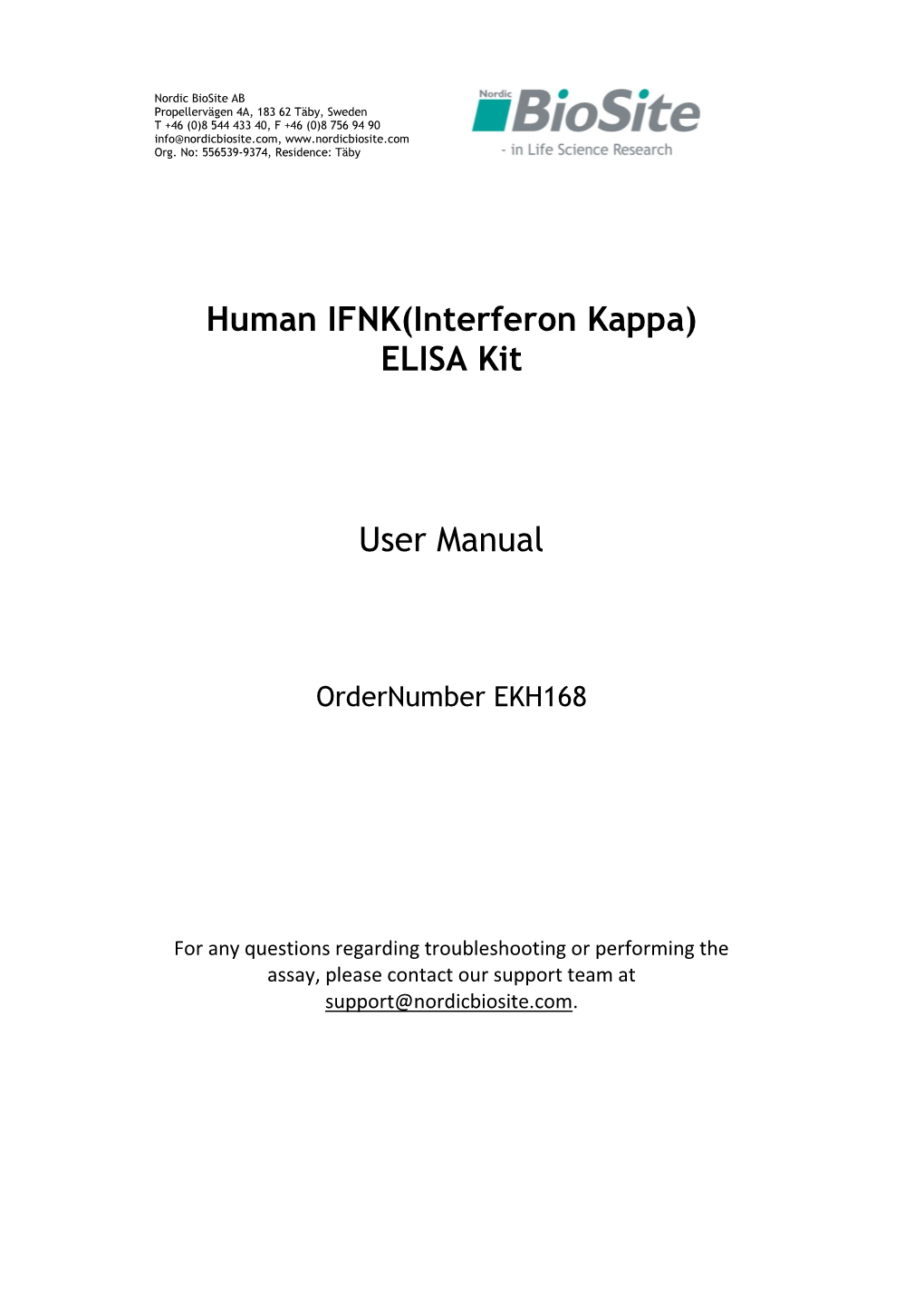 Human IFNK(Interferon Kappa) ELISA Kit User Manual