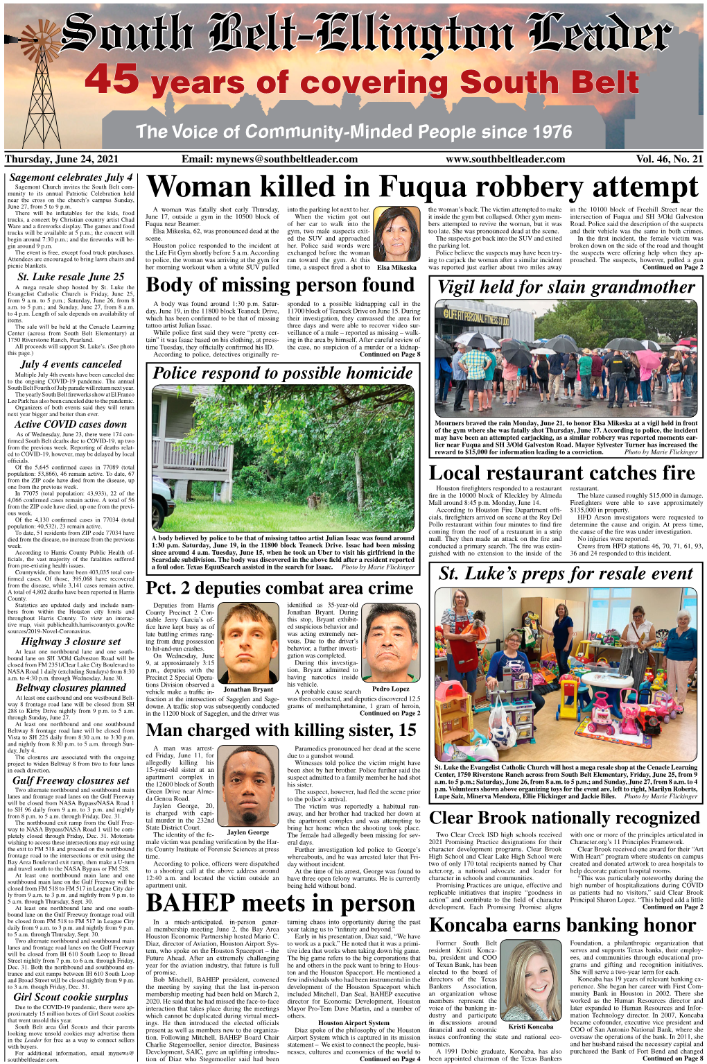 South Belt-Ellington Leader Thursday, June 24, 2021