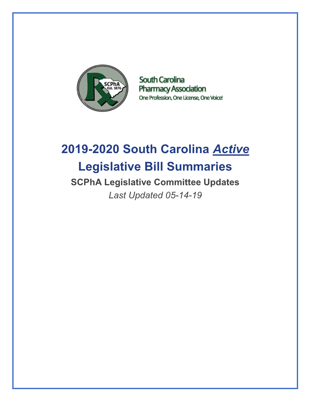 2019-2020 South Carolina Active Legislative Bill Summaries