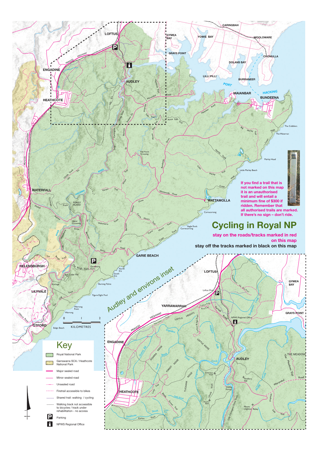 Map of Cycling Routes in Royal National Park