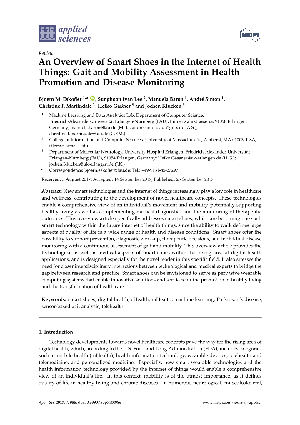 An Overview of Smart Shoes in the Internet of Health Things: Gait and Mobility Assessment in Health Promotion and Disease Monitoring