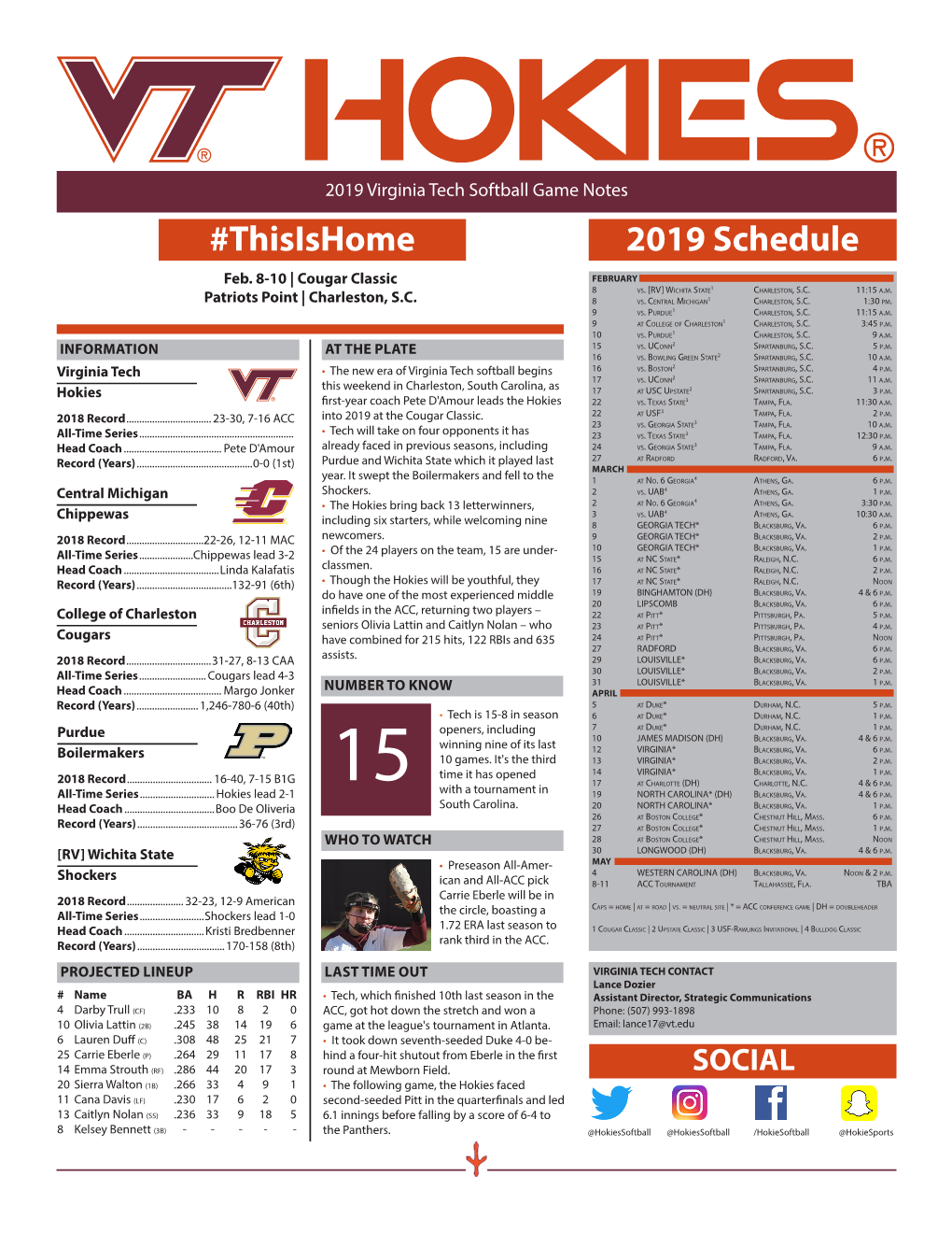 2019 Schedule #Thisishome