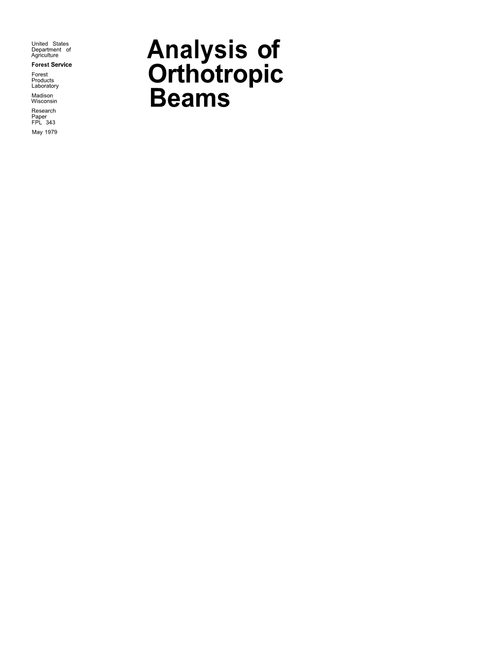 Analysis of Orthotropic Beams