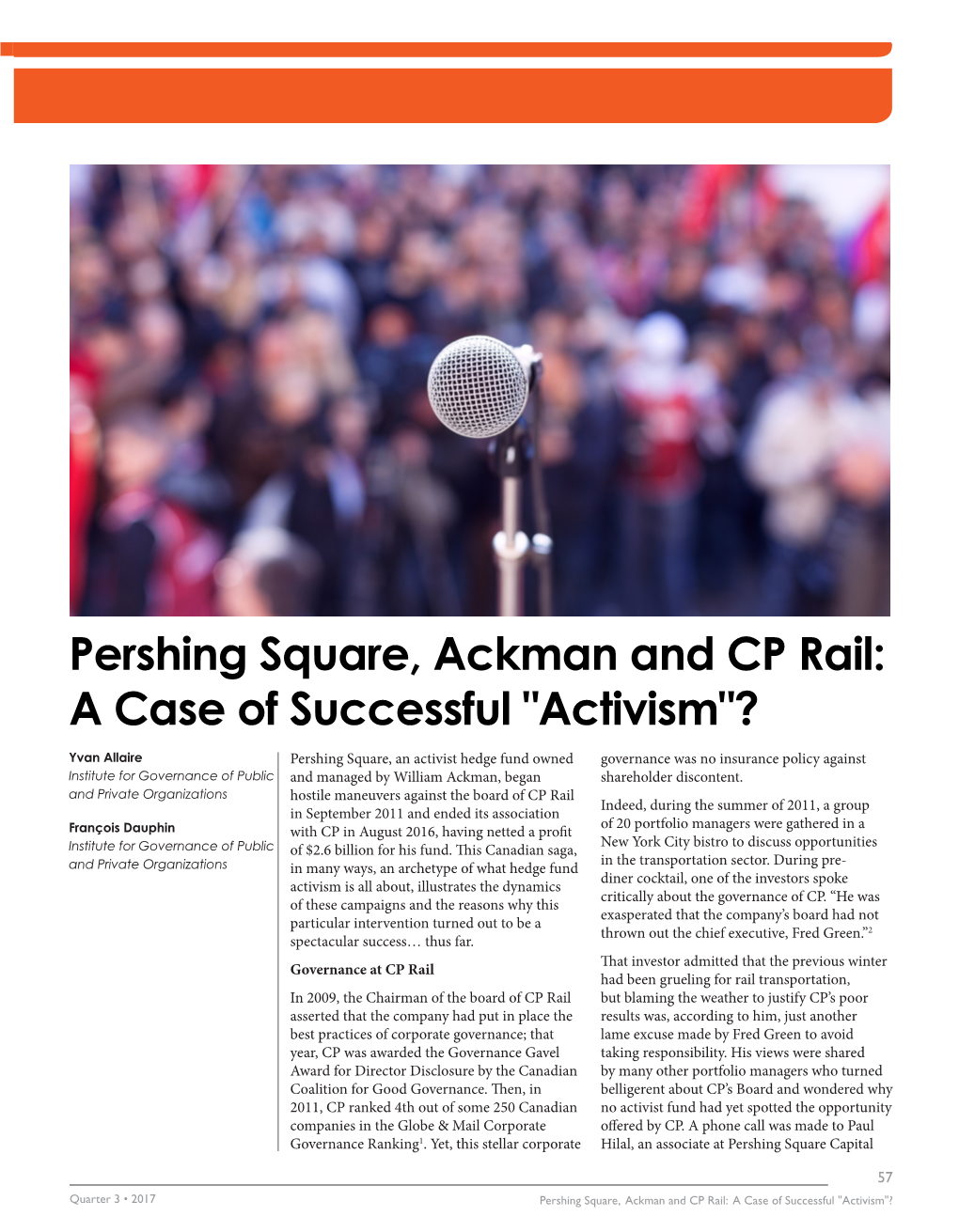 Pershing Square, Ackman and CP Rail