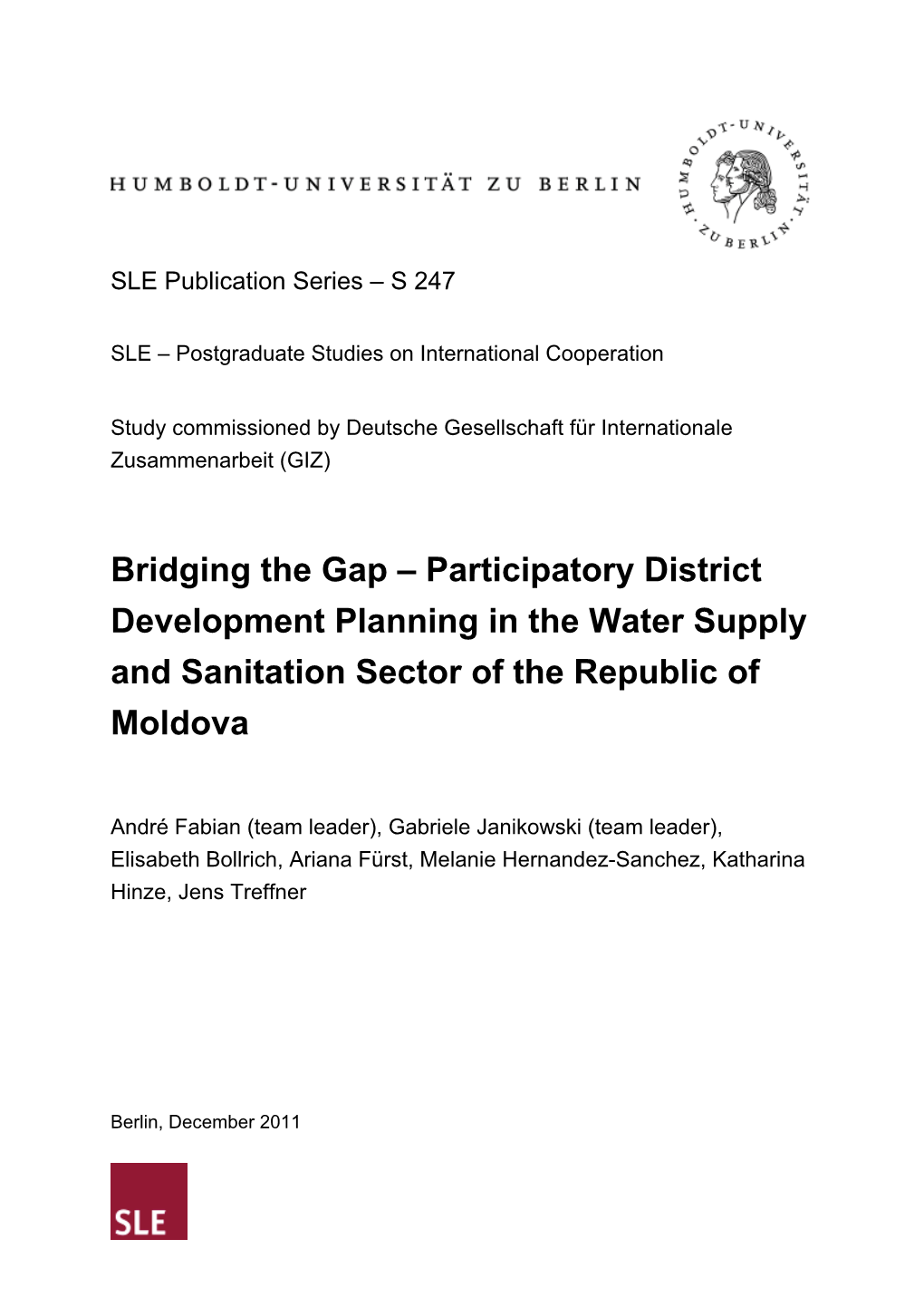 Participatory District Development Planning in the Water Supply and Sanitation Sector of the Republic of Moldova