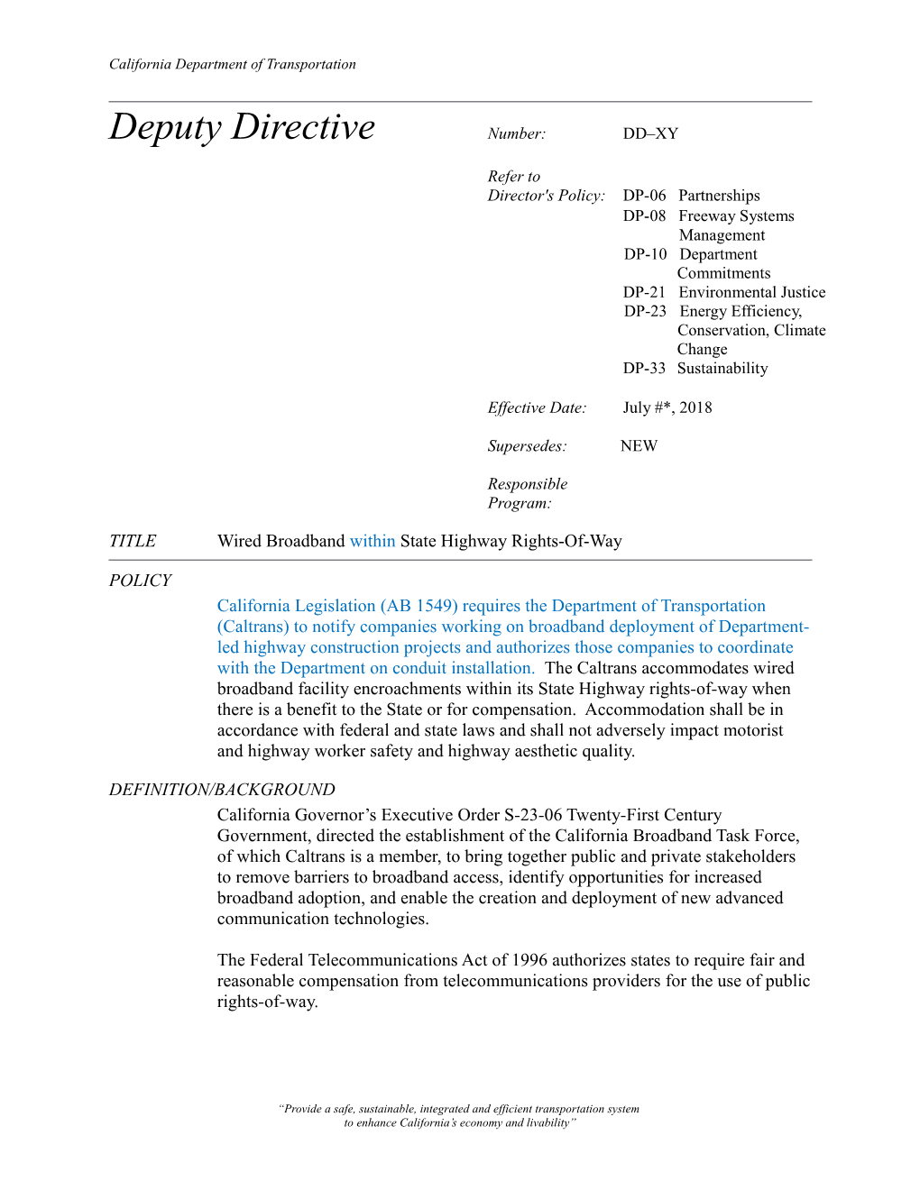 Deputy Directive Template