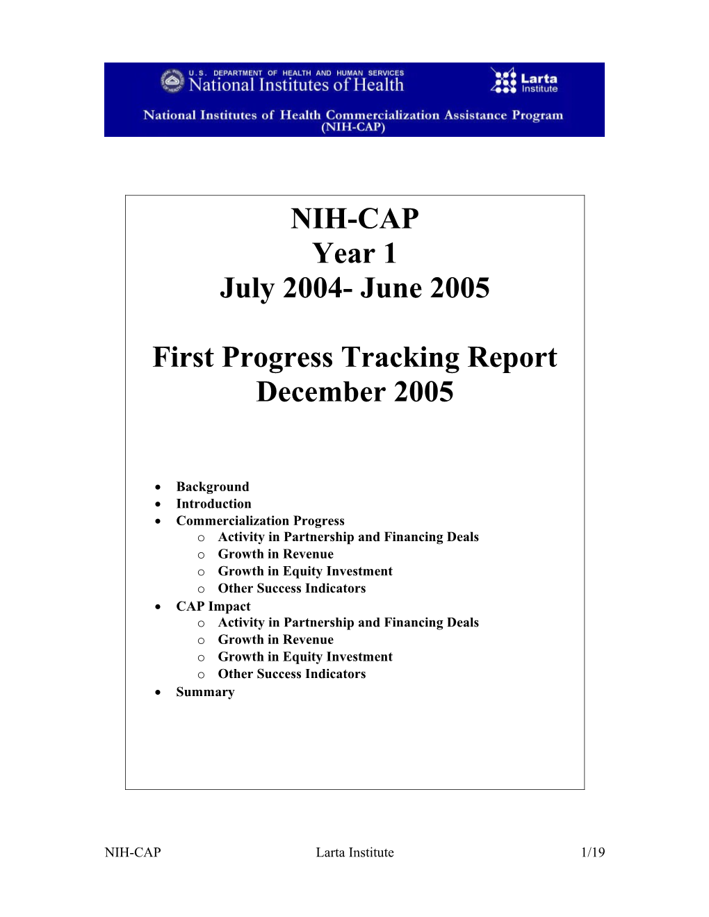 NIH-CAP 2004-05 Tracking (Sep