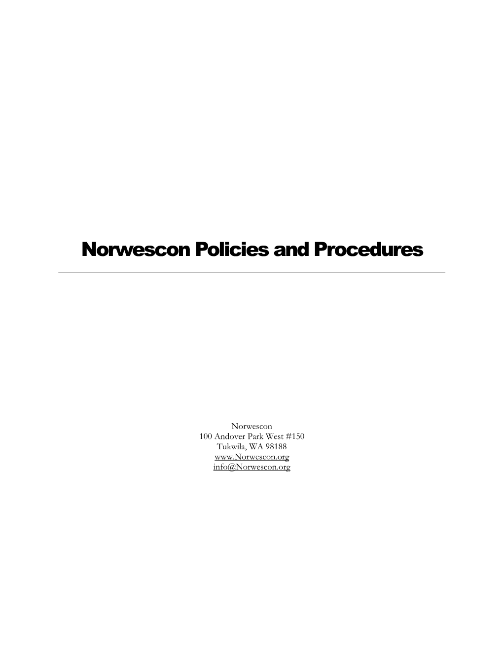 Norwescon Policies and Procedures