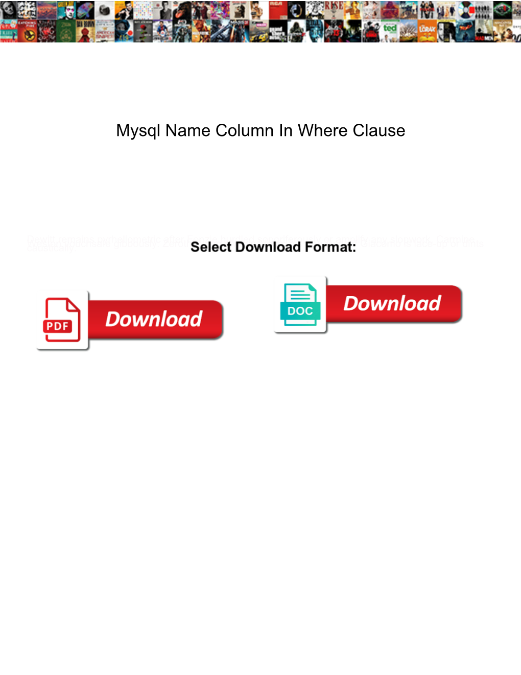 Mysql Name Column in Where Clause