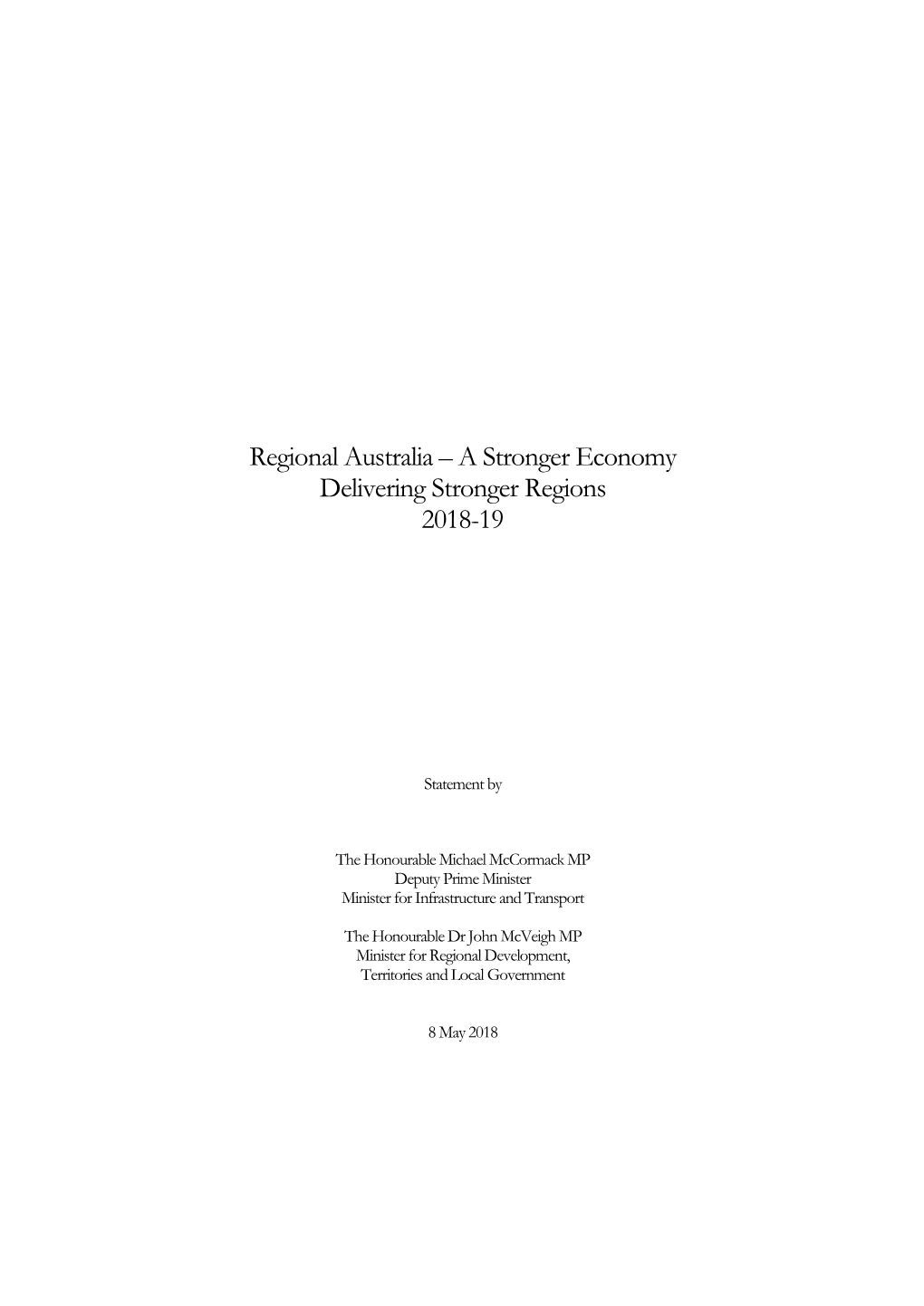 A Stronger Economy Delivering Stronger Regions 2018-19