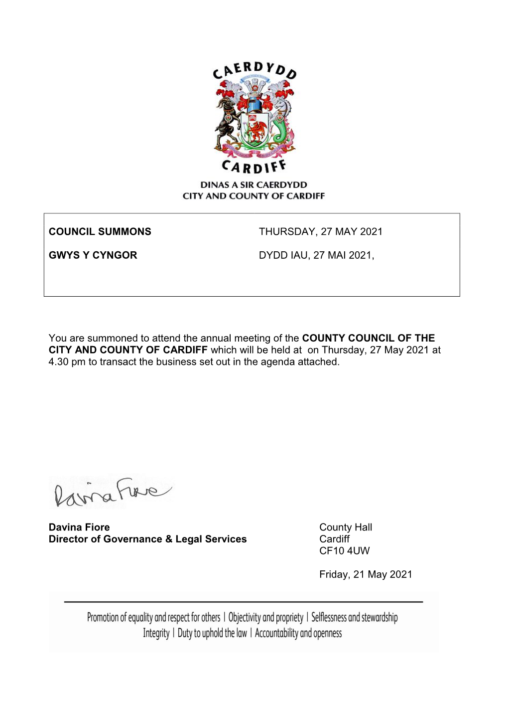 (Public Pack)Agenda Document for Council, 27/05/2021 16:30