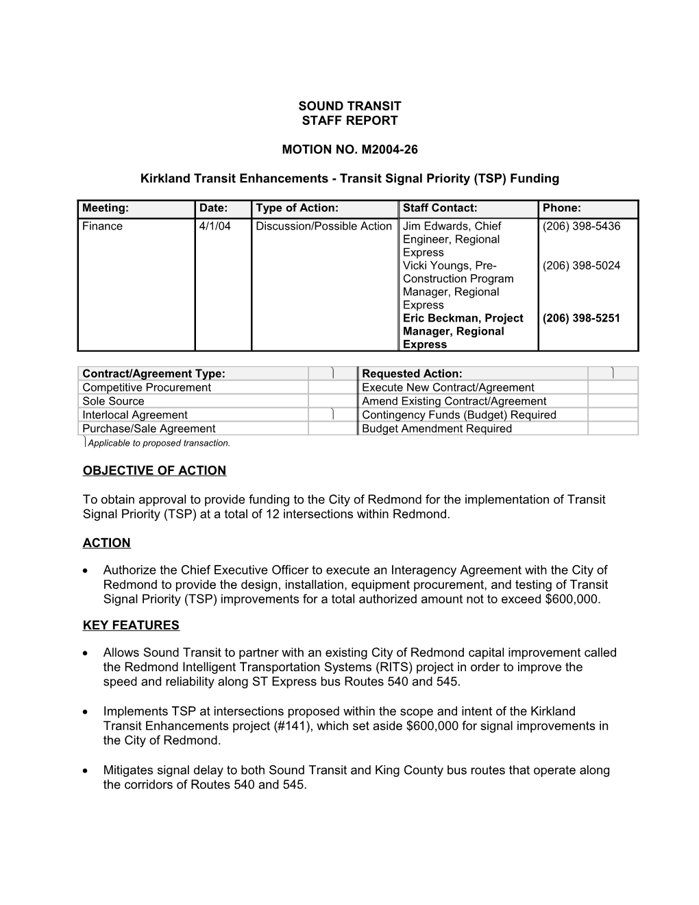 Kirkland Transit Enhancements - Transit Signal Priority (TSP) Funding