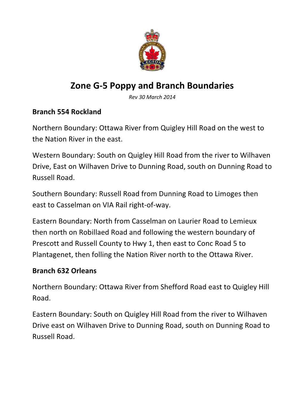 Zone G-5 Poppy and Branch Boundaries Rev 30 March 2014