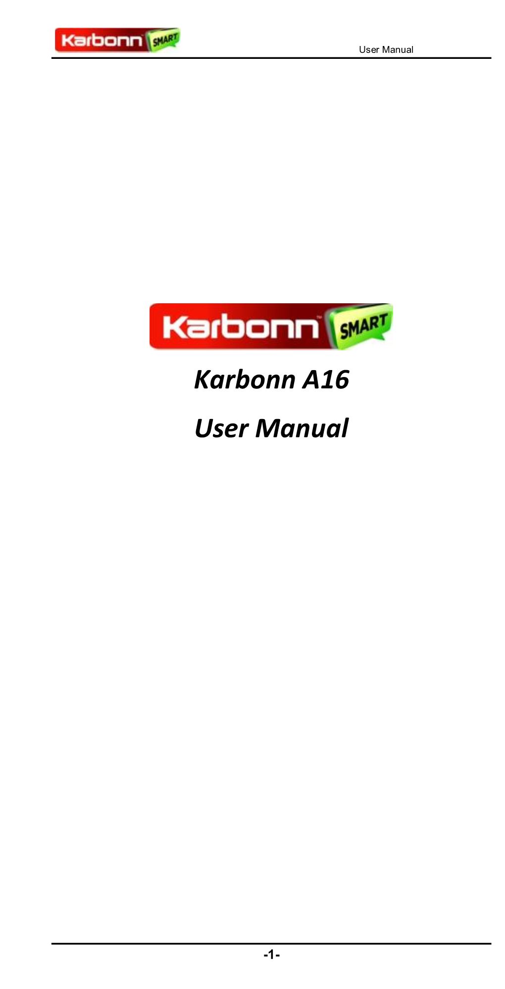 Karbonn A16 User Manual