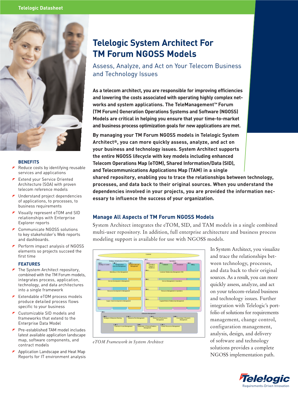 Telelogic System Architect for TM Forum NGOSS Models Assess, Analyze, and Act on Your Telecom Business and Technology Issues