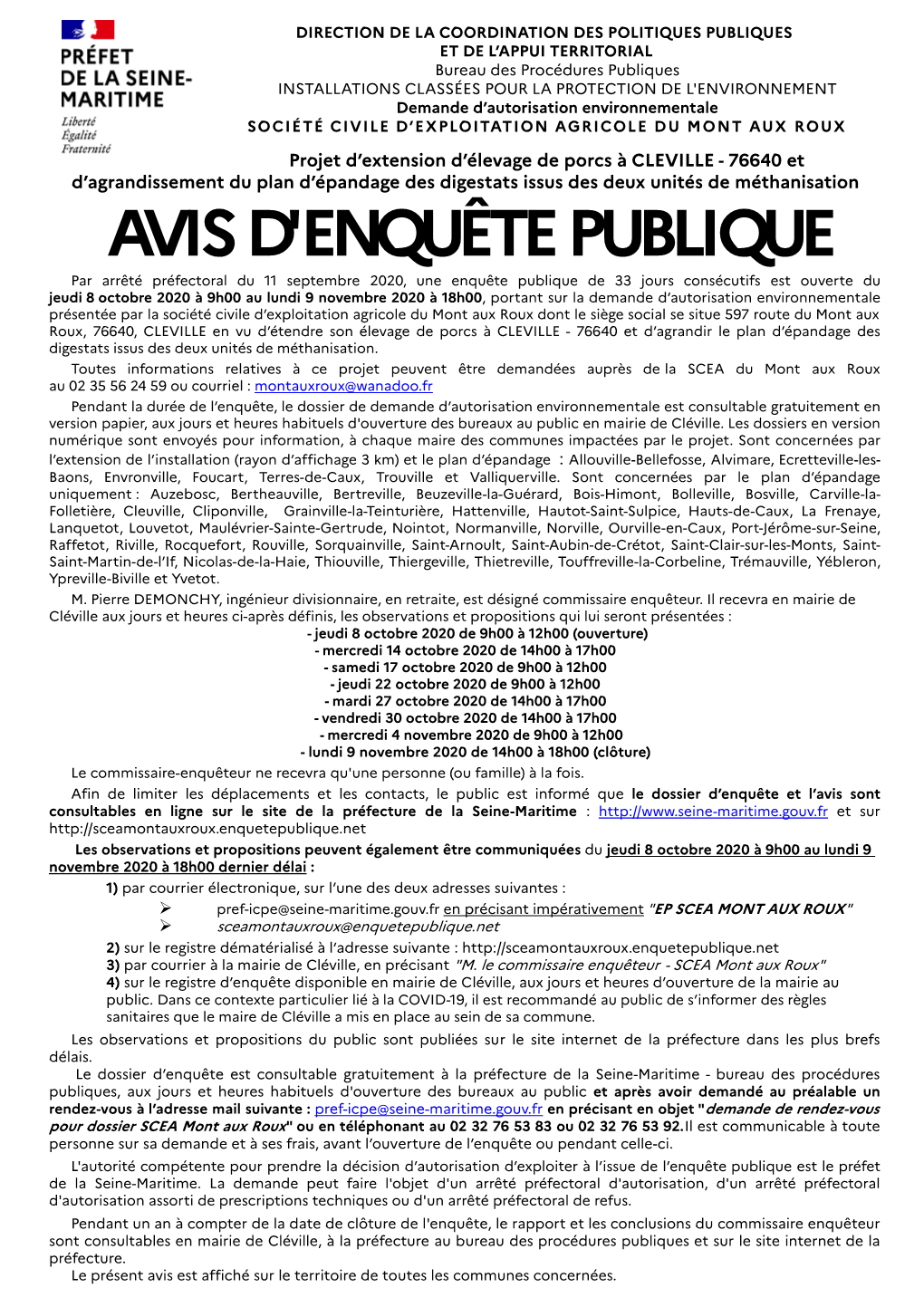 AVIS D'enquête Publique .Odt