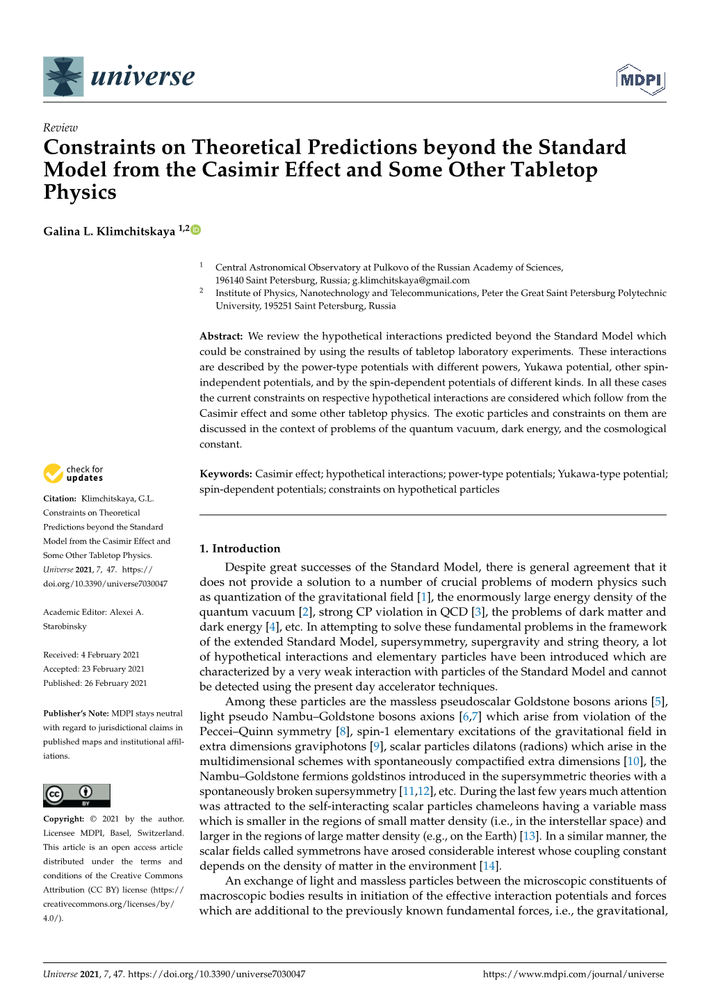 Constraints on Theoretical Predictions Beyond the Standard Model from the Casimir Effect and Some Other Tabletop Physics