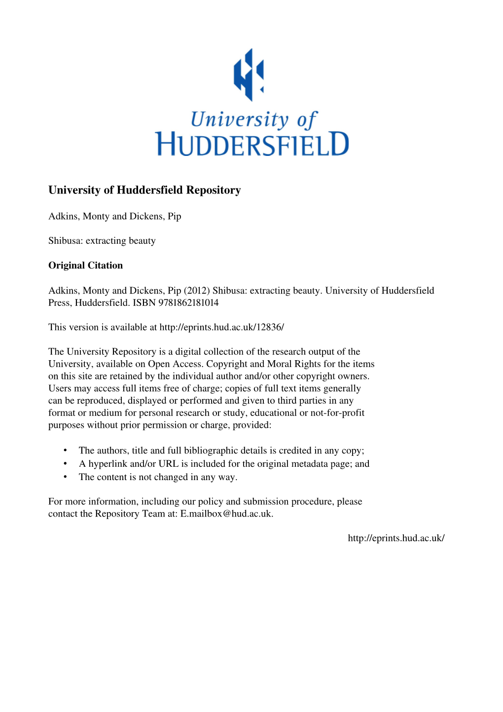 University of Huddersfield Repository