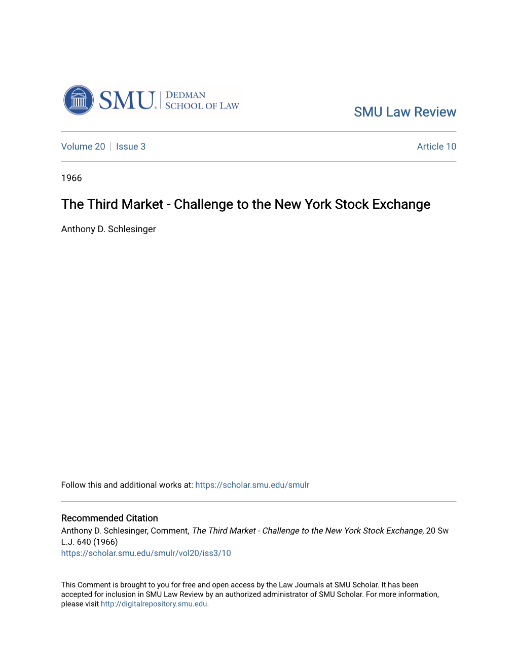 The Third Market - Challenge to the New York Stock Exchange