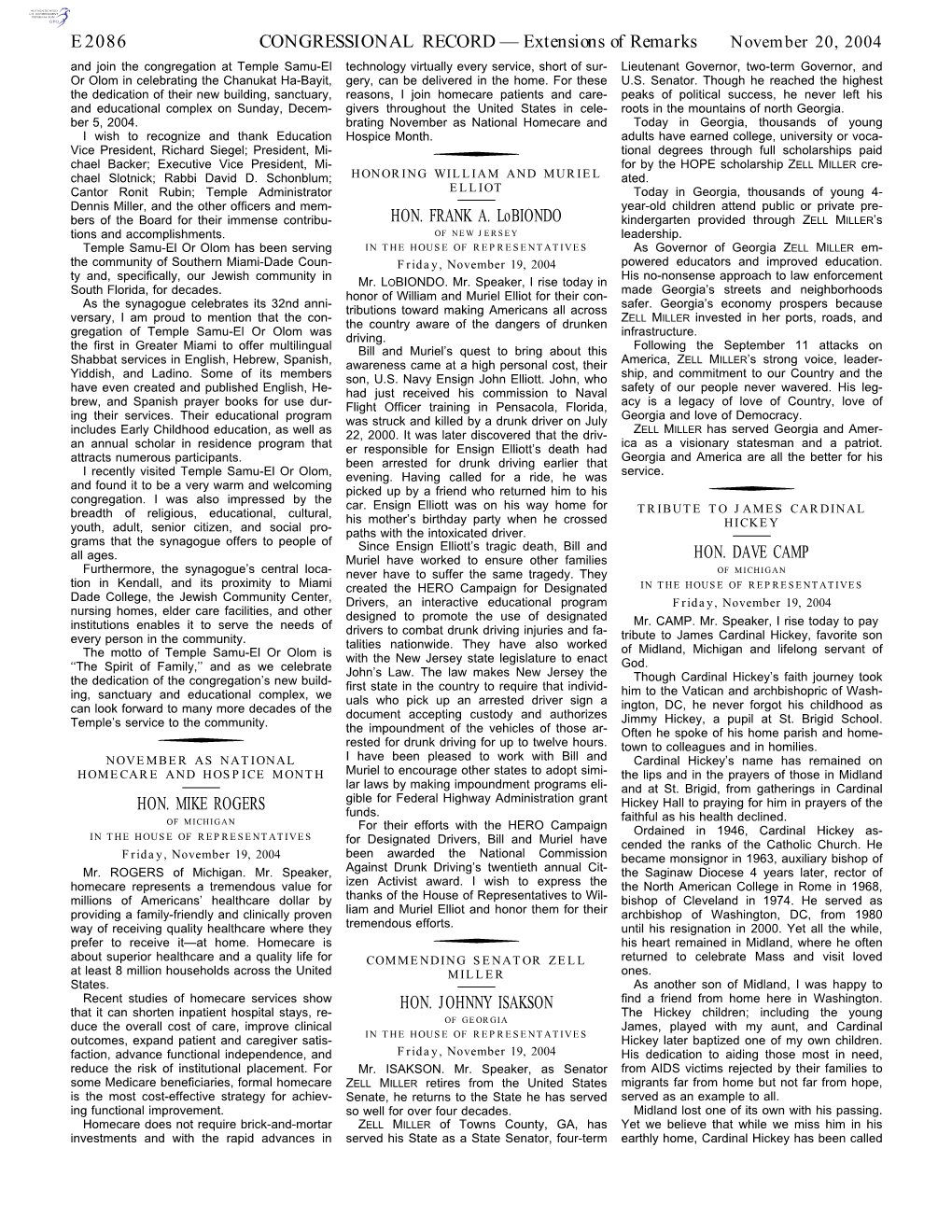 CONGRESSIONAL RECORD— Extensions of Remarks E2086 HON