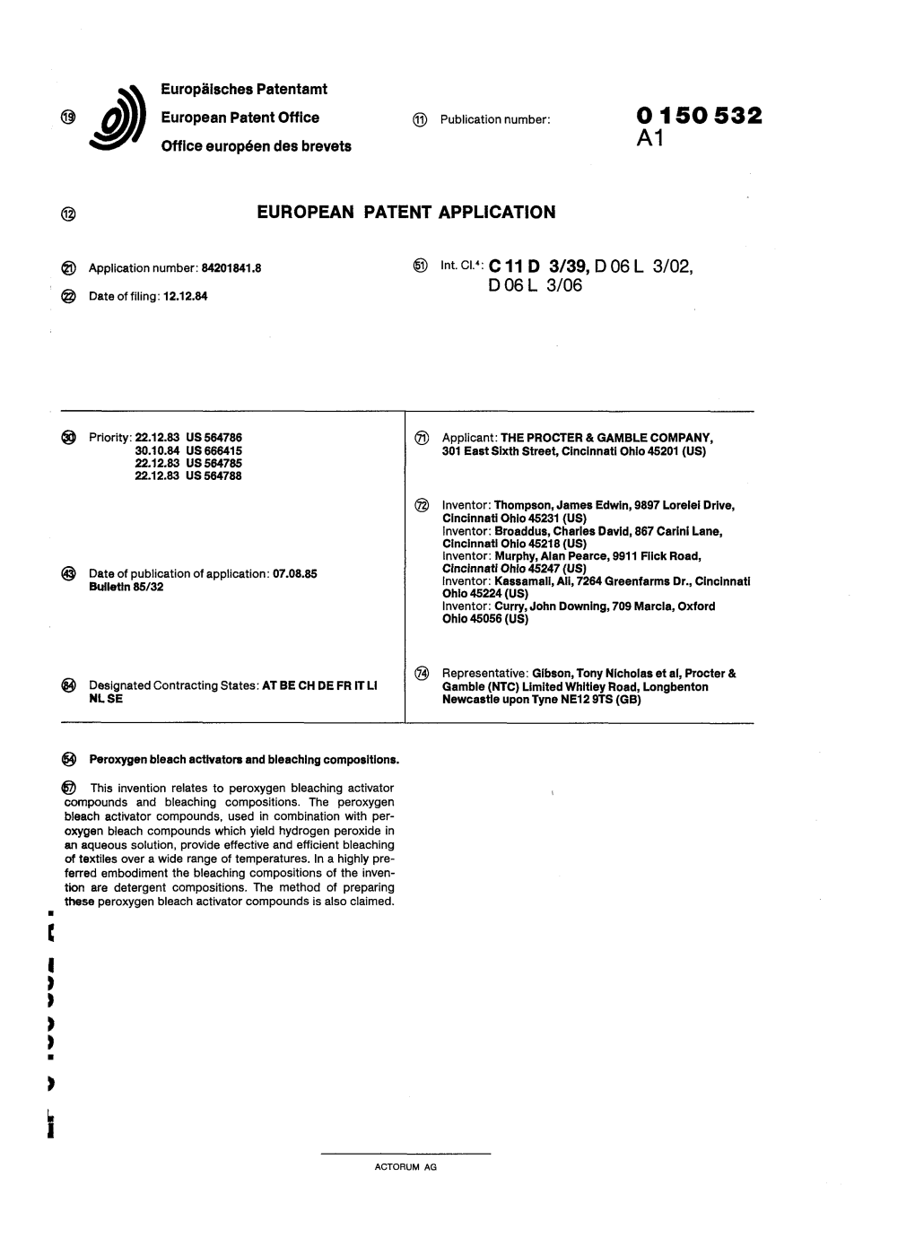 Peroxygen Bleach Activators and Bleaching Compositions