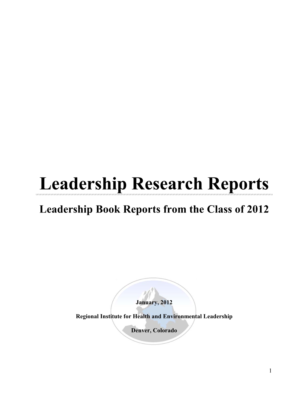 Leadership Research Reports 2012