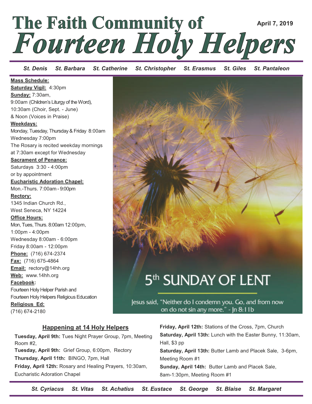 April 7, 2019 Happening at 14 Holy Helpers