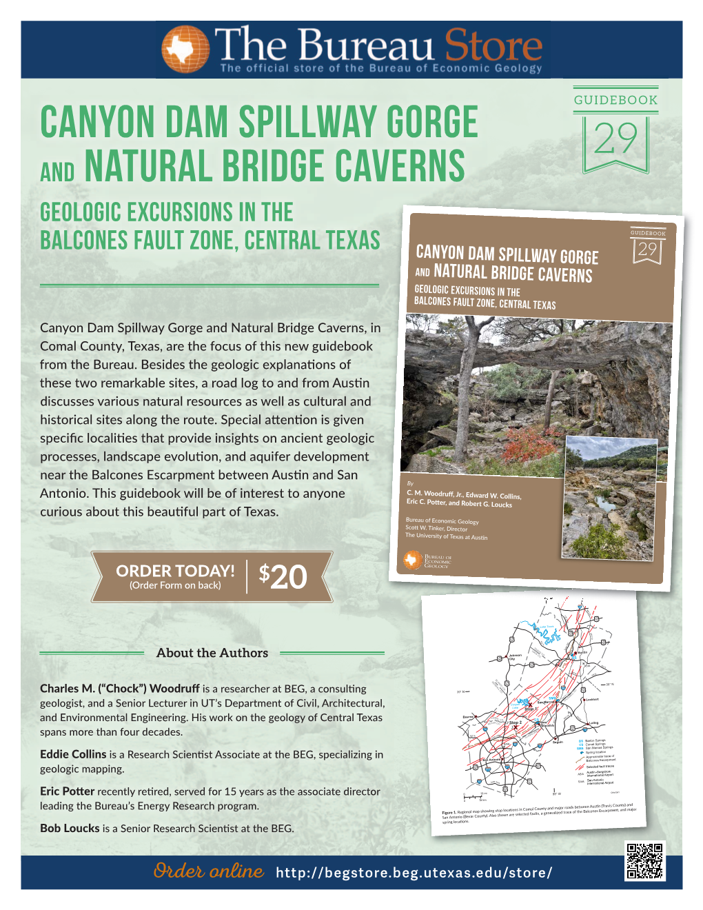 Canyon Dam Spillway Gorge and Natural Bridge Caverns, in Comal County, Texas, Are the Focus of This New Guidebook from the Bureau