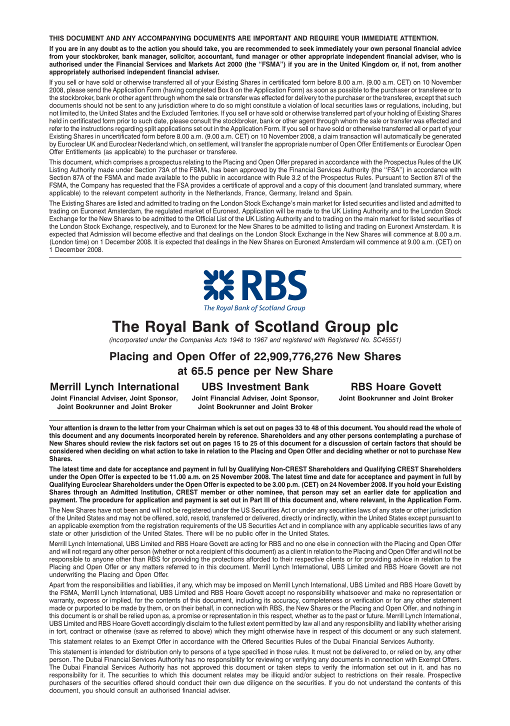 The Royal Bank of Scotland Group Plc (Incorporated Under the Companies Acts 1948 to 1967 and Registered with Registered No