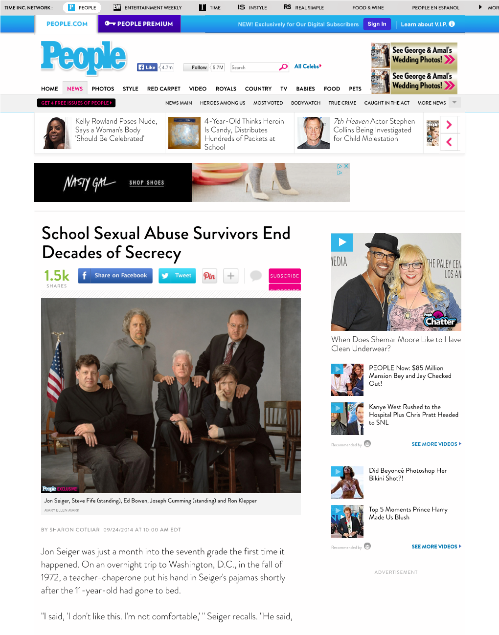 Sharon Cotliar, School Sexual Abuse Survivors End Decades of Secrecy