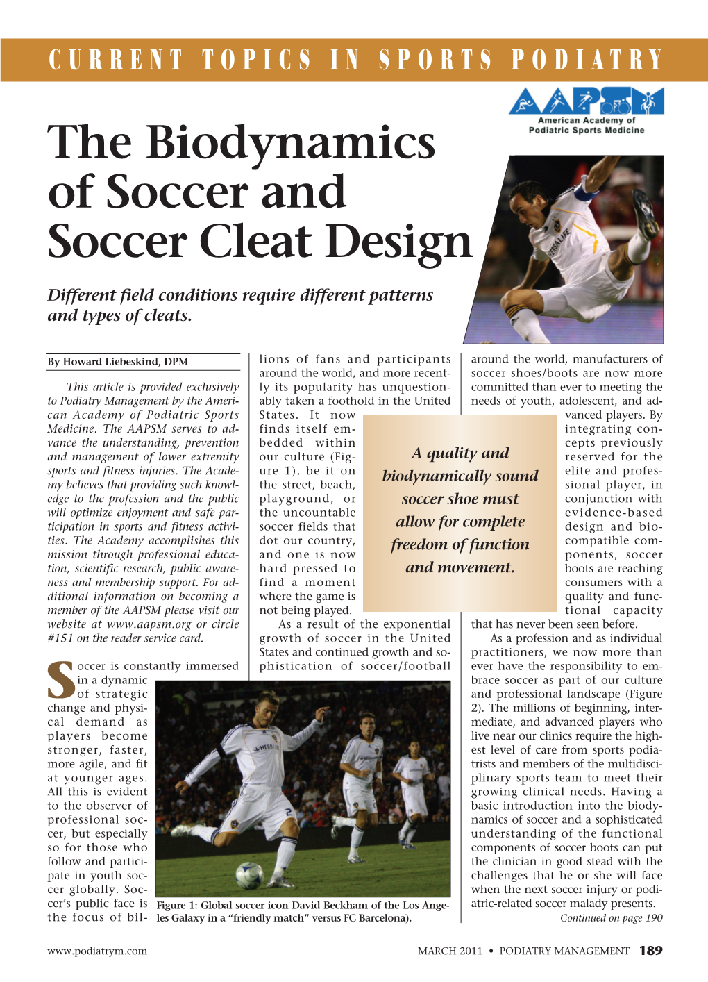 The Biodynamics of Soccer and Soccer Cleat Design