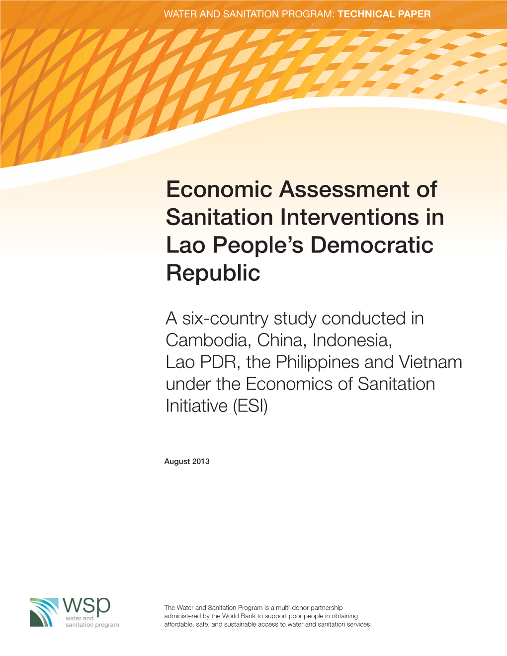 Economic Assessment of Sanitation Interventions in Lao People’S Democratic Republic
